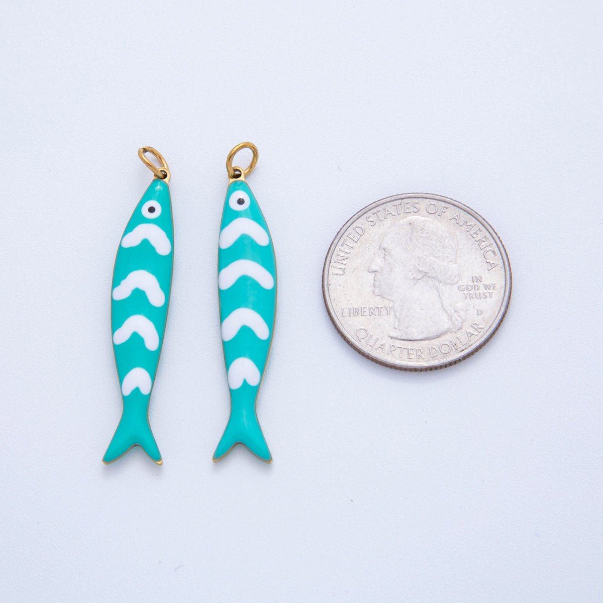 Stainless Steel Pink, Blue White - Lined Fish Sea 3D Multidimensional Charm | AF391 AF392 - DLUXCA