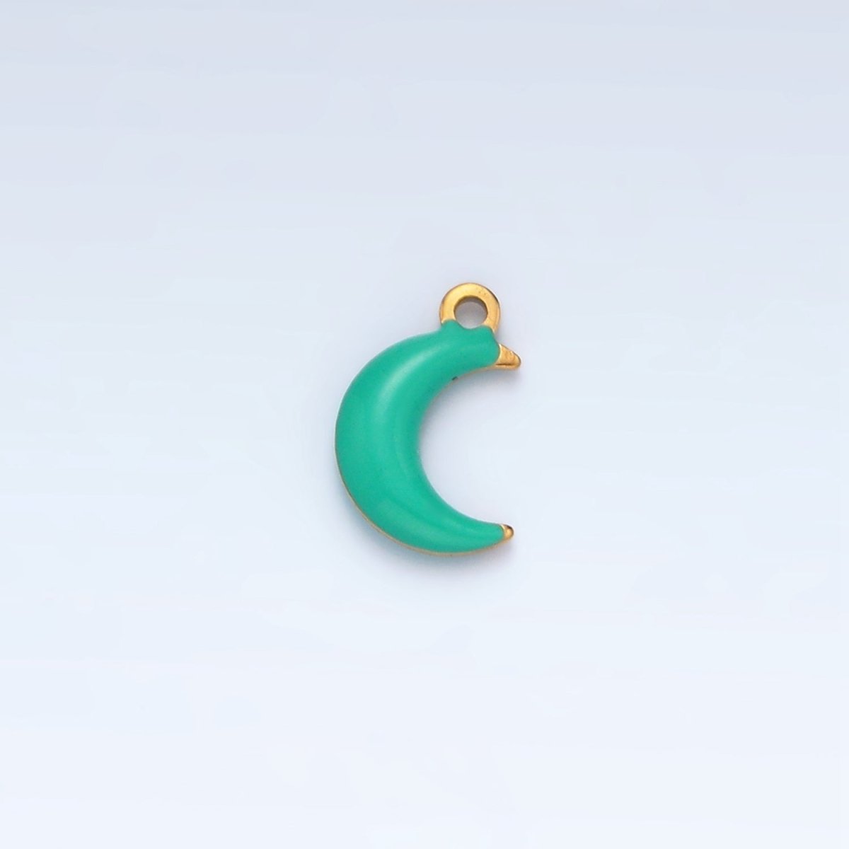 Stainless Steel Pink, Green, White Enamel Mini Crescent Moon Charm | P1017 - DLUXCA