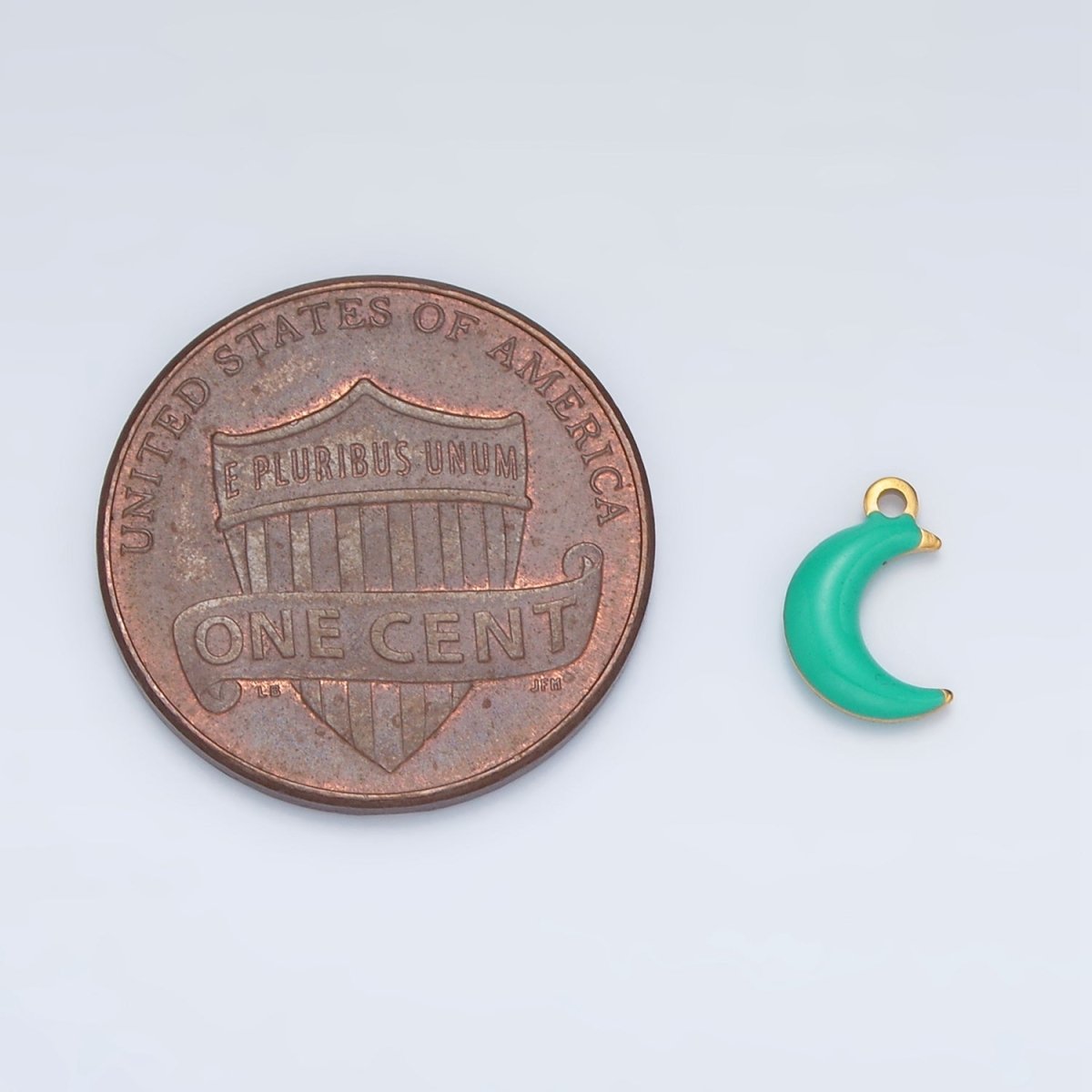 Stainless Steel Pink, Green, White Enamel Mini Crescent Moon Charm | P1017 - DLUXCA