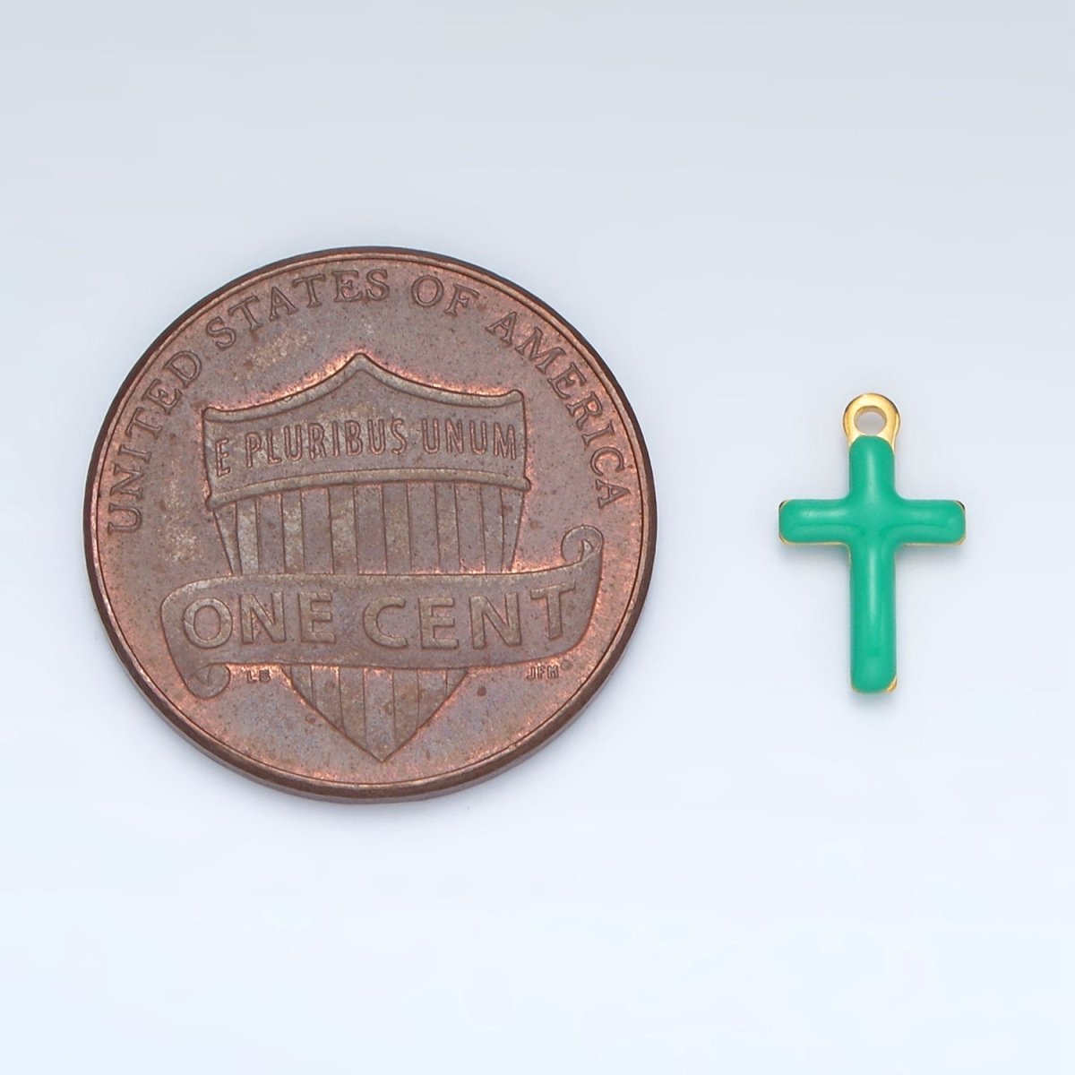 Stainless Steel Pink, Green, White Enamel Mini Cross Charm | P1020 - DLUXCA