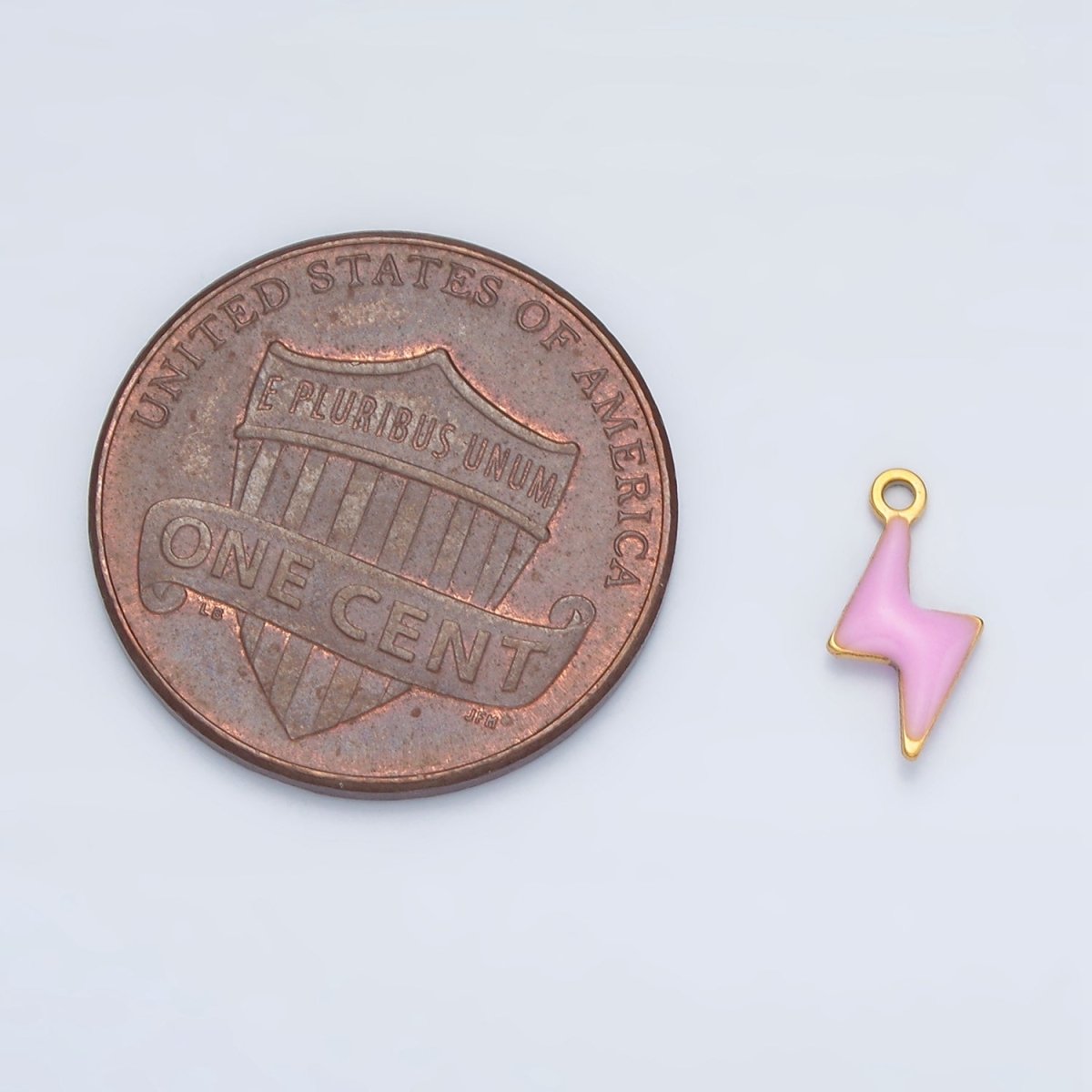 Stainless Steel Pink, Green, White Enamel Mini Lightning Thunder Charm | P - 1019 - DLUXCA