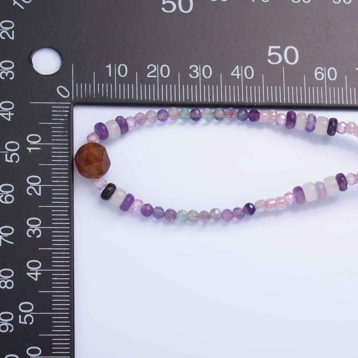 Stainless Steel Purple Amethyst Crystal Natural Gemstone 16 Inch Choker Necklace | WA - 3110 - DLUXCA