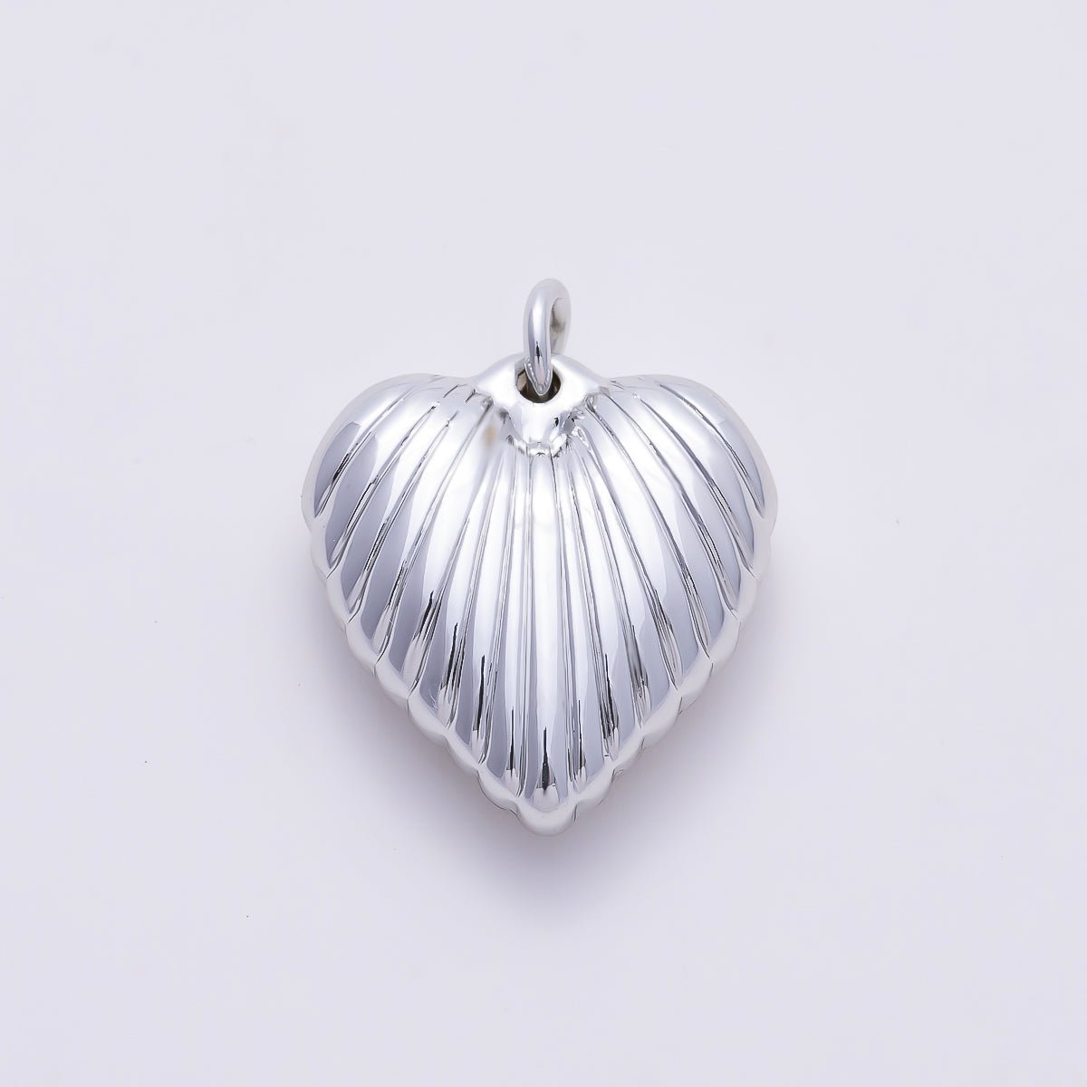 Stainless Steel PVD 17mm Ribbed Heart Padlock Charm in Gold & Silver | Charms-01580 Charms-01581 - DLUXCA