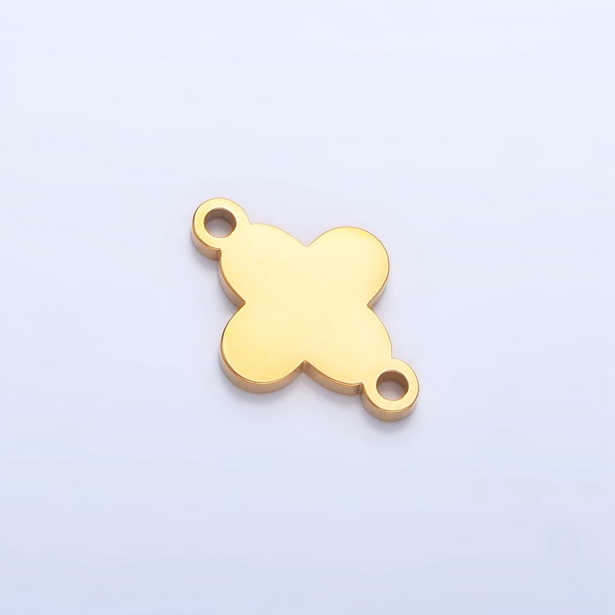 Stainless Steel Quatrefoil Clover Minimalist Floral Connector in Gold & Silver | F375 - DLUXCA