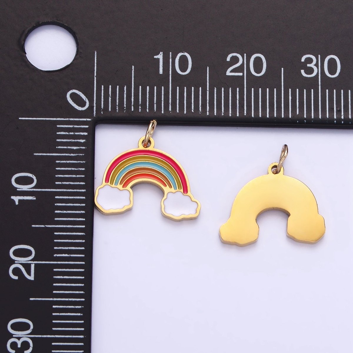 Stainless Steel Rainbow Charm Enamel Clouds Kids Jewelry Pendant | P1004 - DLUXCA