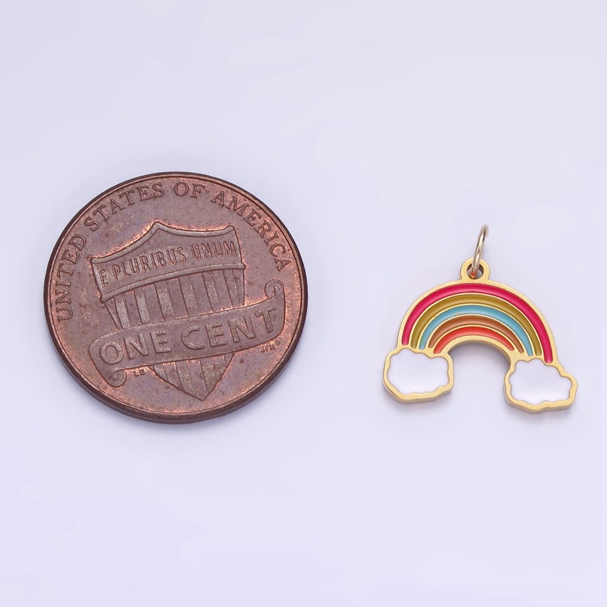 Stainless Steel Rainbow Charm Enamel Clouds Kids Jewelry Pendant | P1004 - DLUXCA