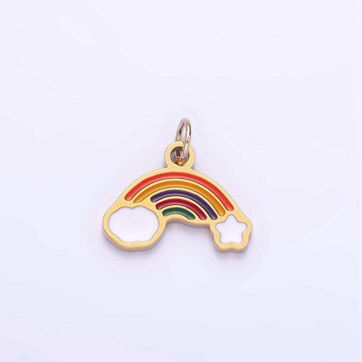 Stainless Steel Rainbow Charm Enamel Clouds Kids Jewelry Pendant | P1005 - DLUXCA