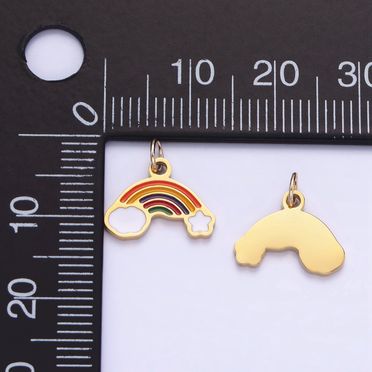 Stainless Steel Rainbow Charm Enamel Clouds Kids Jewelry Pendant | P1005 - DLUXCA