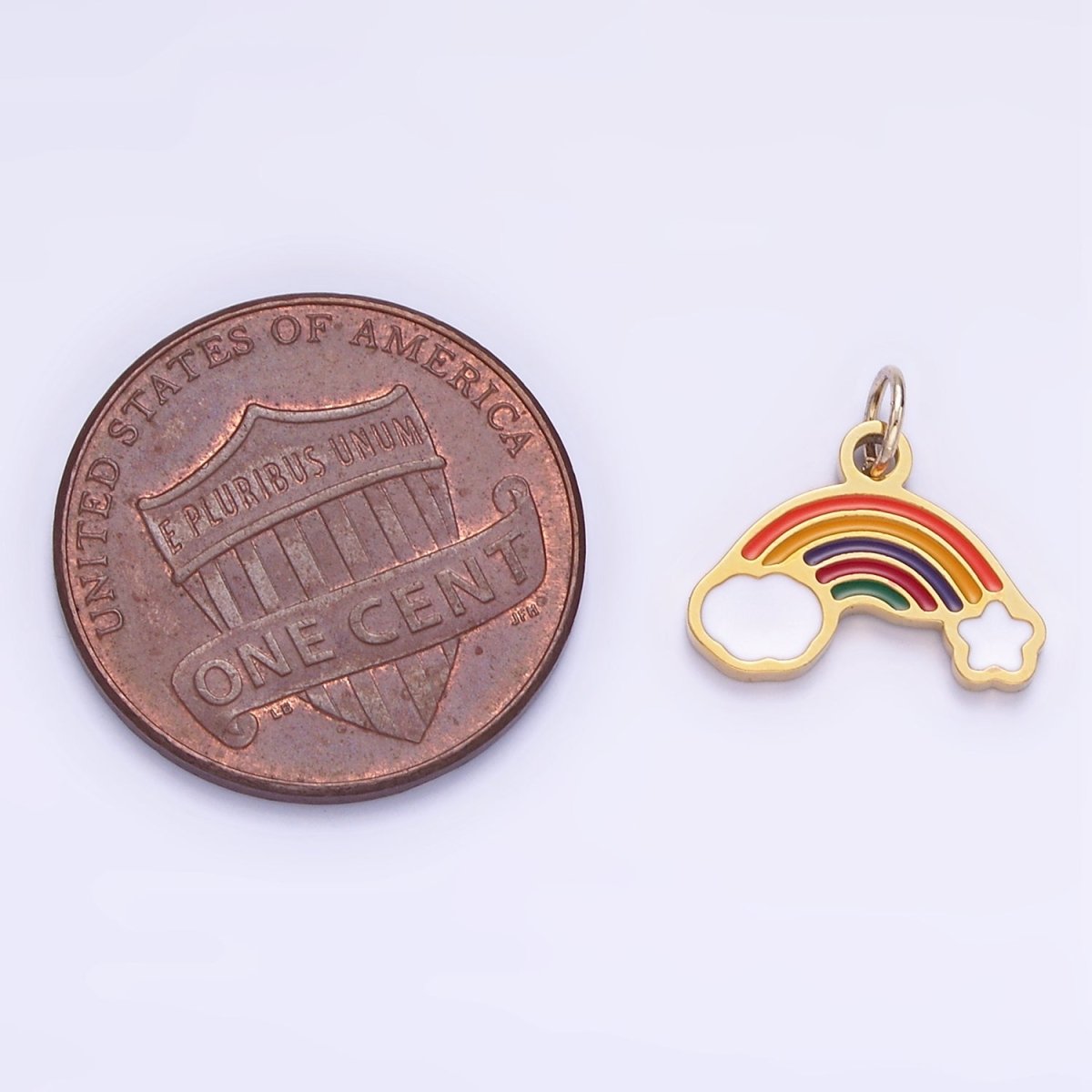 Stainless Steel Rainbow Charm Enamel Clouds Kids Jewelry Pendant | P1005 - DLUXCA