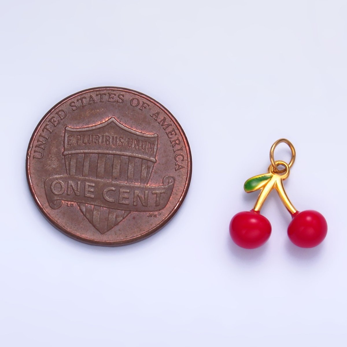 Stainless Steel Red Enamel Cherry Fruit Charm | P637 - DLUXCA