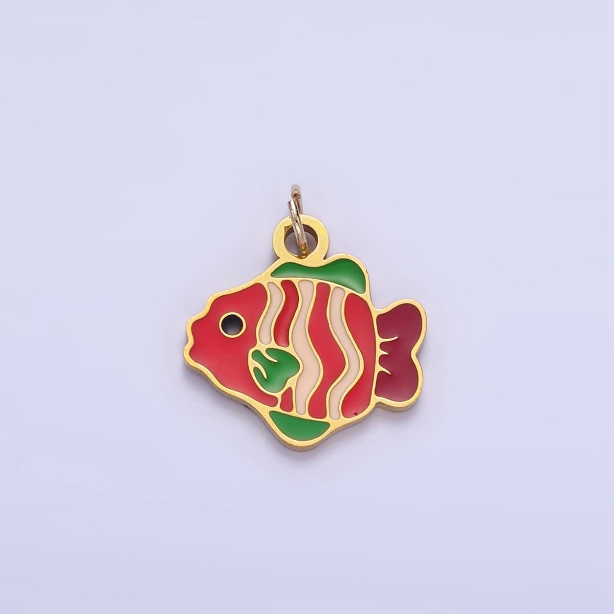 Stainless Steel Red Fish Charm Enamel Animal Jewelry Pendant | P1010 - DLUXCA