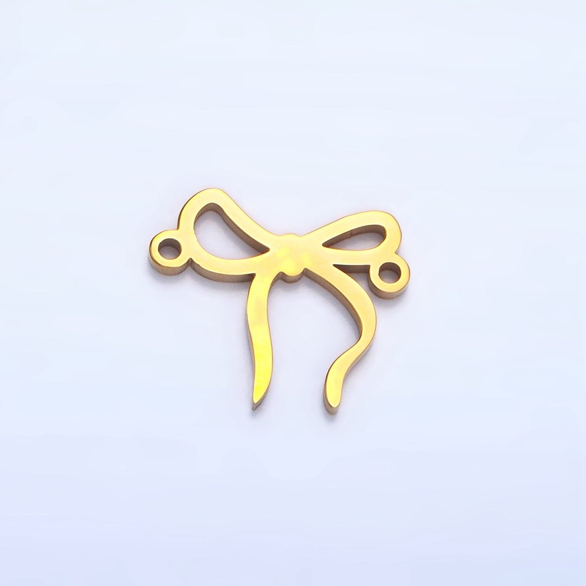 Stainless Steel Ribbon Bow Charm Connector in Gold & Silver | F - 279 - DLUXCA