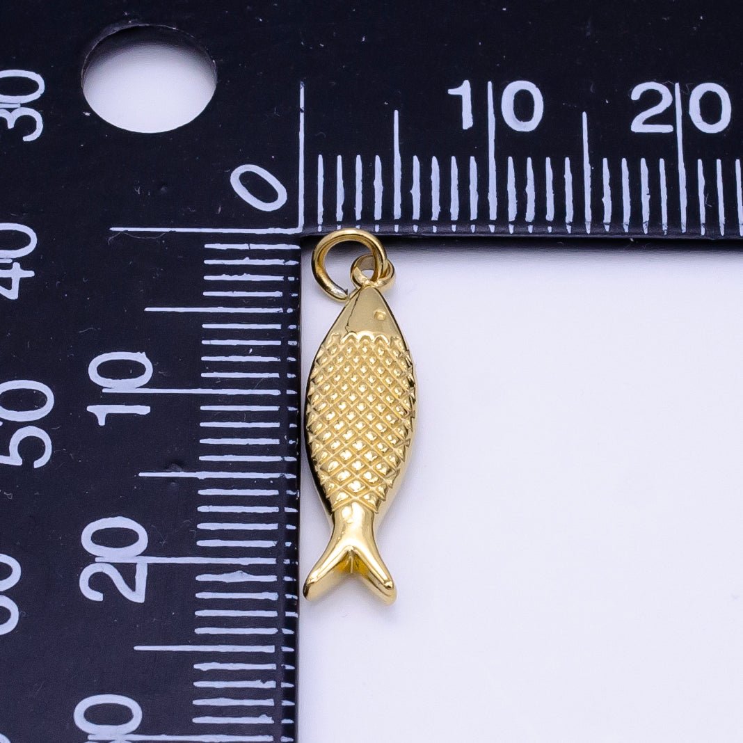 Stainless Steel Scaled Fish Animal Minimalist Charm | P1424 - DLUXCA