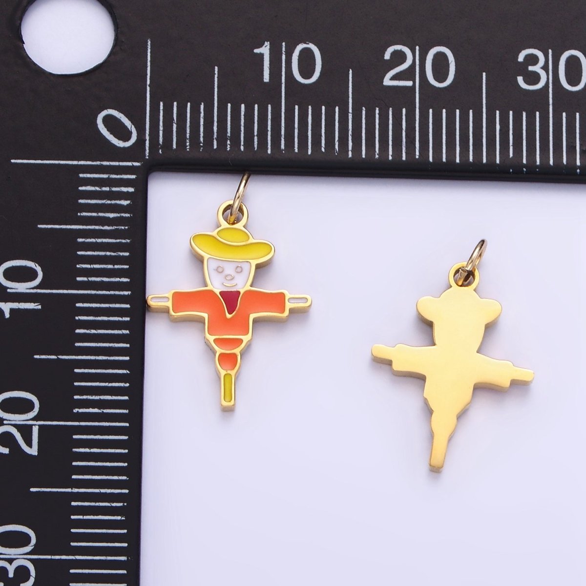 Stainless Steel Scare crow Enamel Fall Thanksgiving Kids Jewelry Pendant | P1001 - DLUXCA