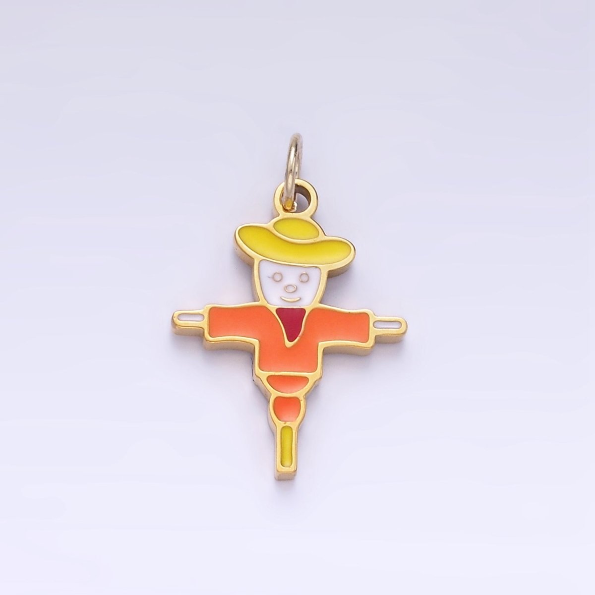 Stainless Steel Scare crow Enamel Fall Thanksgiving Kids Jewelry Pendant | P1001 - DLUXCA