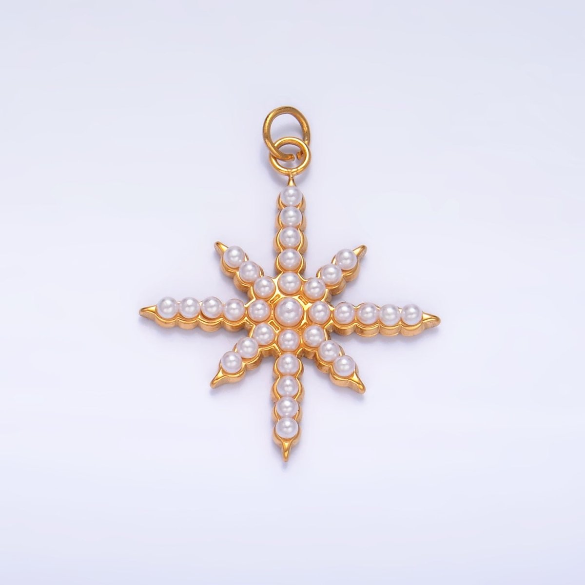 Stainless Steel Shell Pearl Celestial North Star Charm | P1449 - DLUXCA
