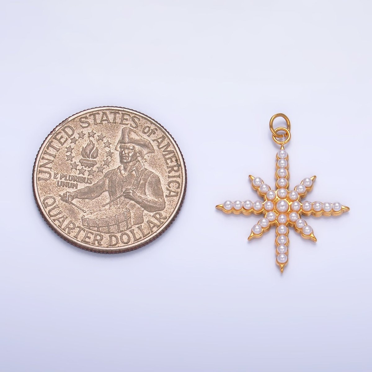 Stainless Steel Shell Pearl Celestial North Star Charm | P1449 - DLUXCA