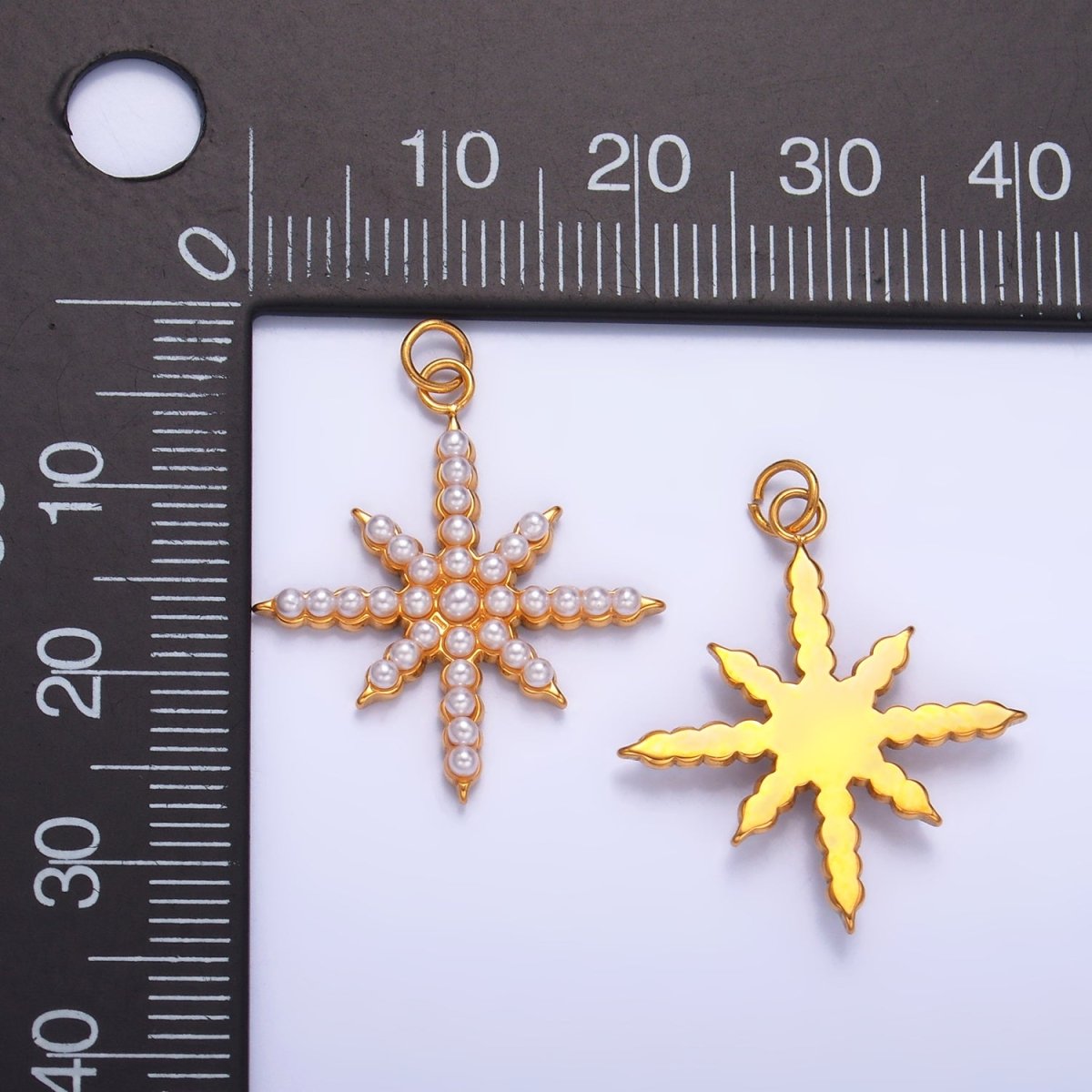 Stainless Steel Shell Pearl Celestial North Star Charm | P1449 - DLUXCA