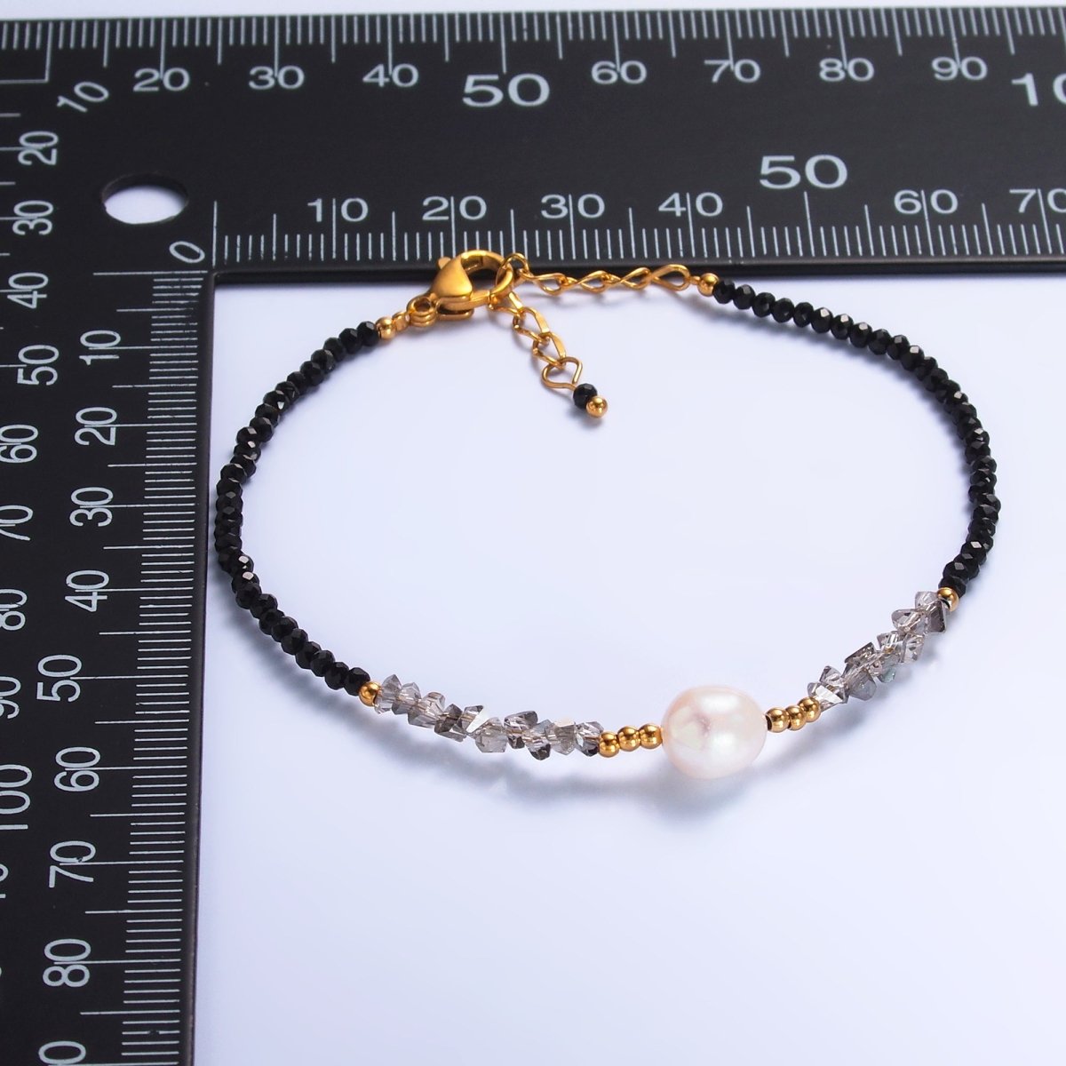 Stainless Steel Shell Pearl Lapis Lazuli Natural Gemstone 6.5 Inch Bracelet | WA - 3128 - DLUXCA