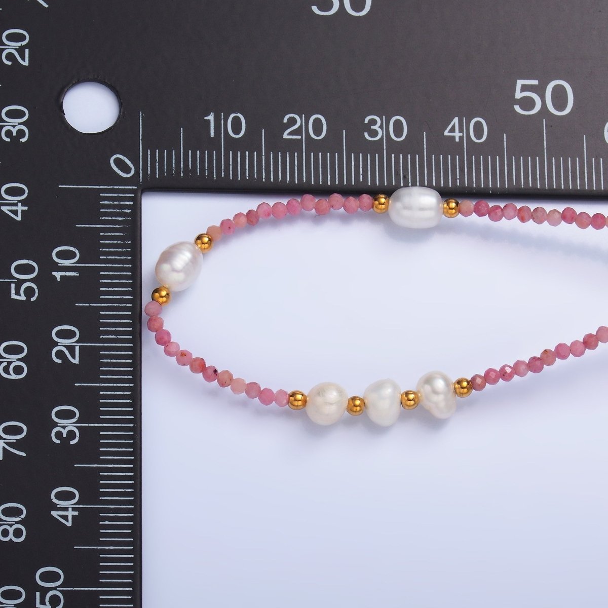 Stainless Steel Shell Pearl Pink Natural Gemstone 15 Inch Choker Necklace | WA - 3100 - DLUXCA