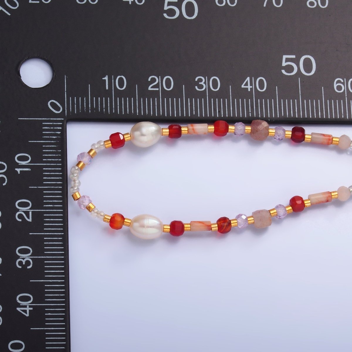 Stainless Steel Shell Pearl Red Natural Gemstone 16 Inch Choker Necklace | WA - 3099 - DLUXCA