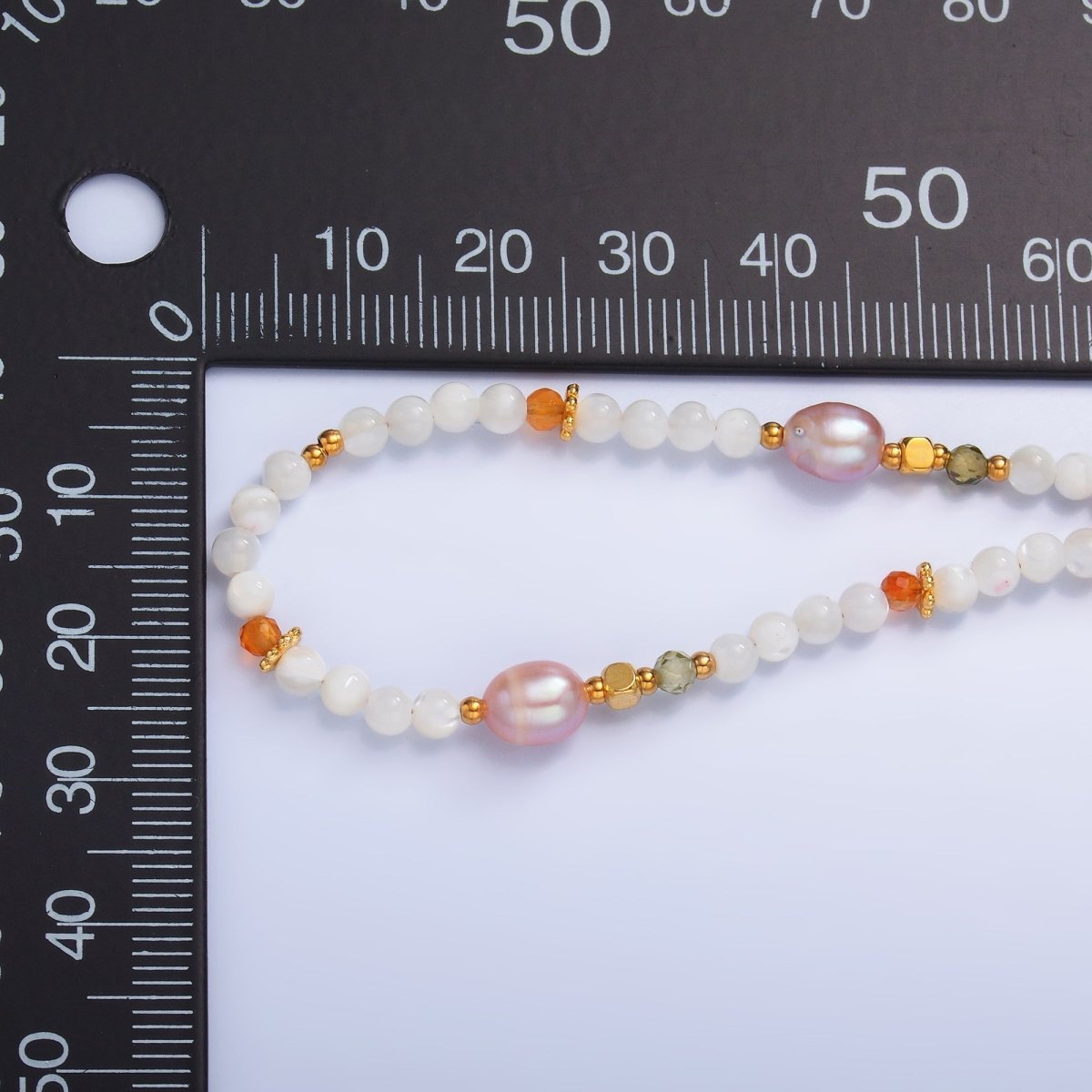 Stainless Steel Shell Pearl White Natural Gemstone 15 Inch Choker Necklace | WA - 3102 - DLUXCA