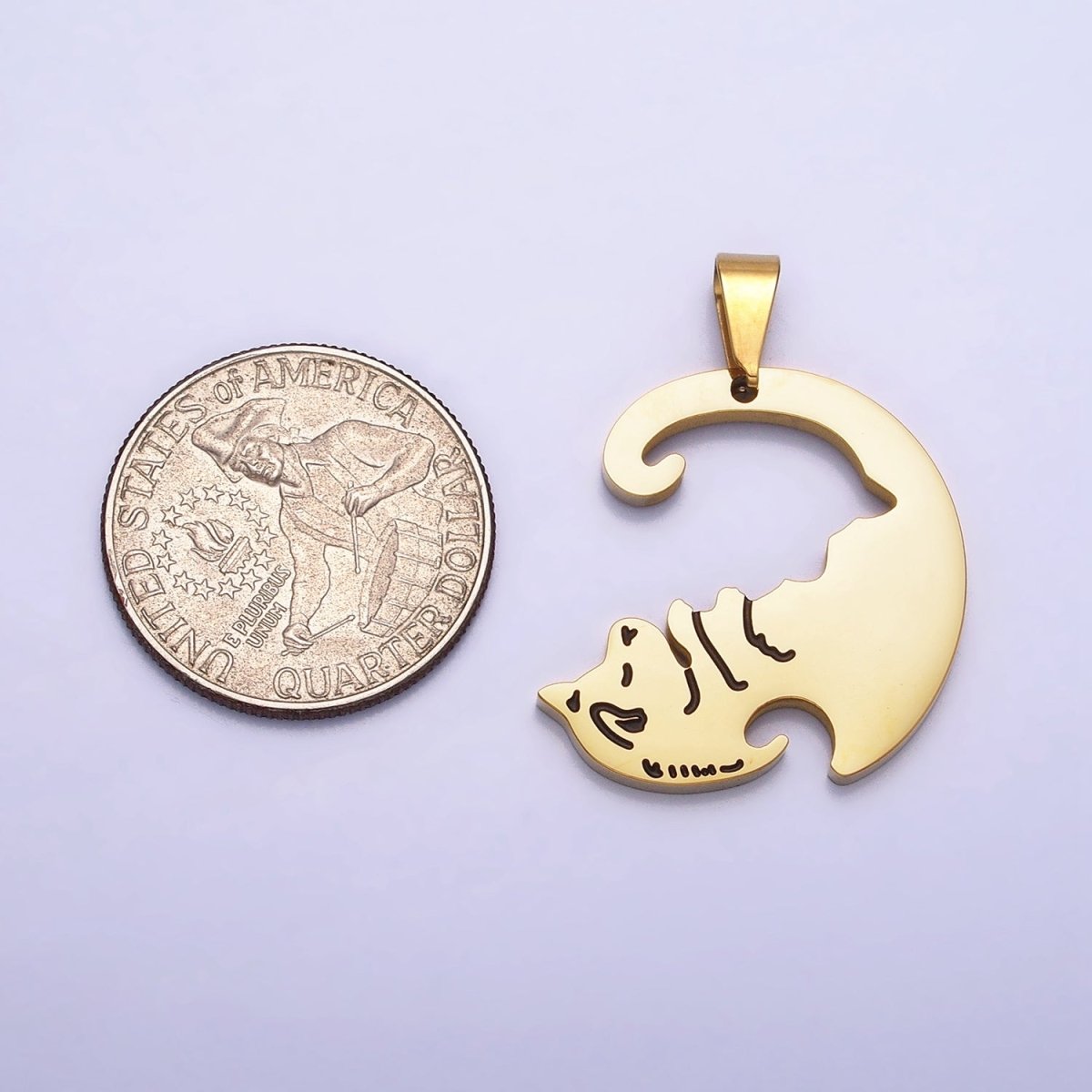 Stainless Steel Sleeping Dog Puppy Couple's Friendship Pendant Set in Gold & Silver | P - 1123 - DLUXCA