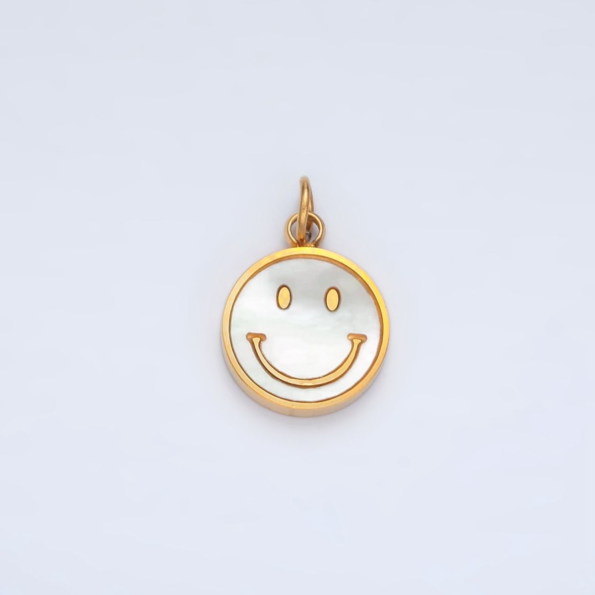 Stainless Steel Smiley Face Shell Pearl Round Charm | P1044 - DLUXCA
