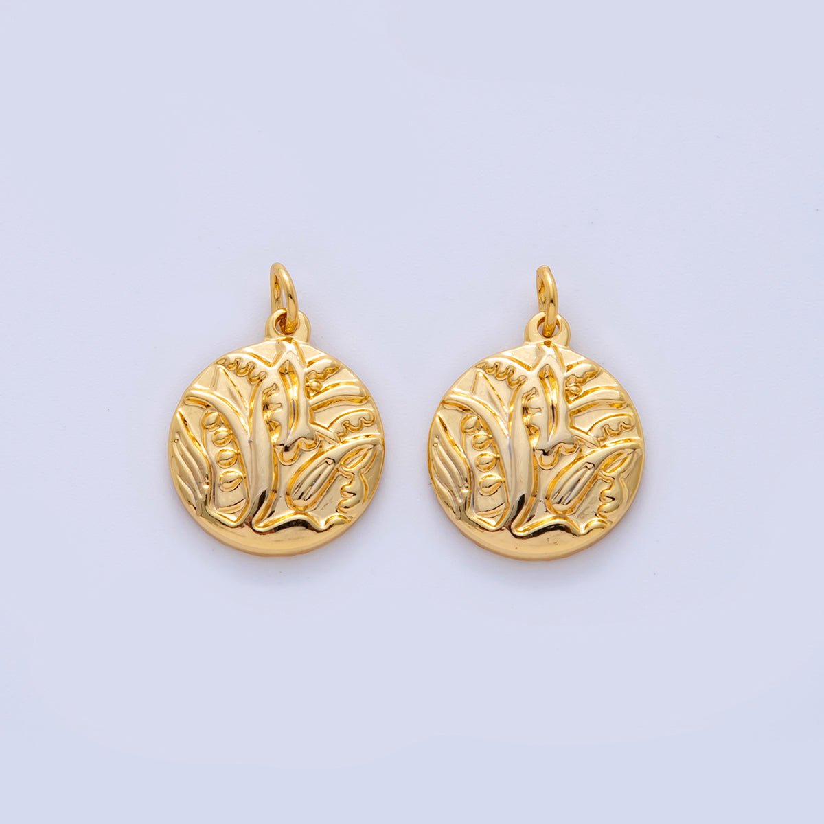 Stainless Steel Snowdrop Flower Plant Round Mini Charm | AF318 - DLUXCA