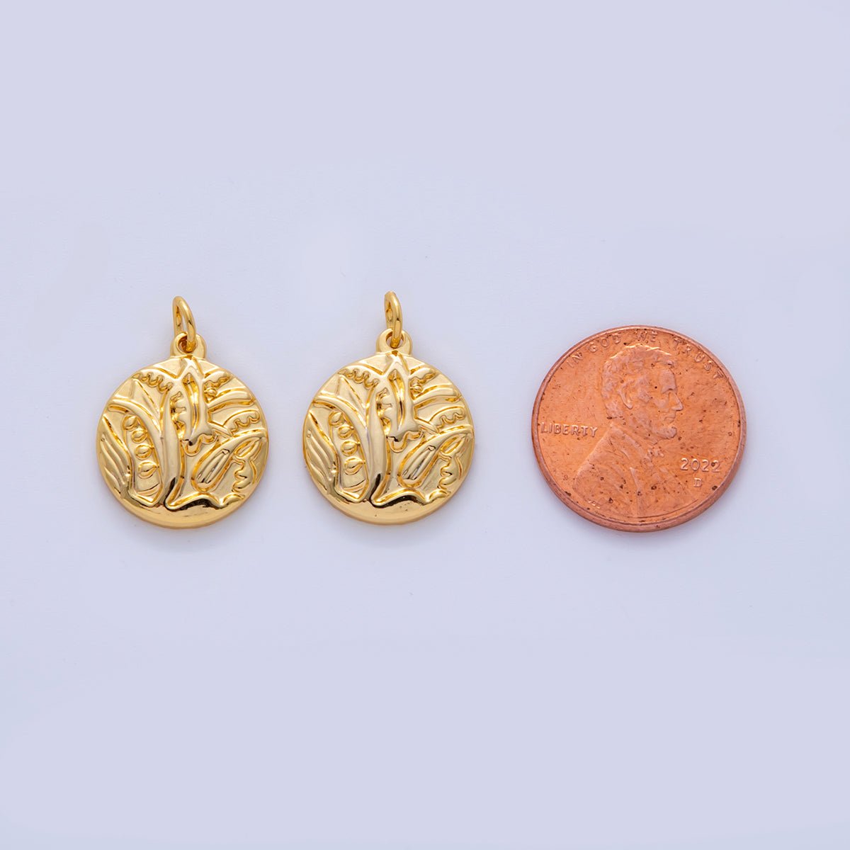 Stainless Steel Snowdrop Flower Plant Round Mini Charm | AF318 - DLUXCA