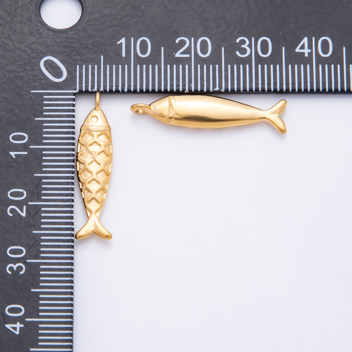 Stainless Steel Textured Fish Multidimensional 3D Pendant Charm | J587 - DLUXCA