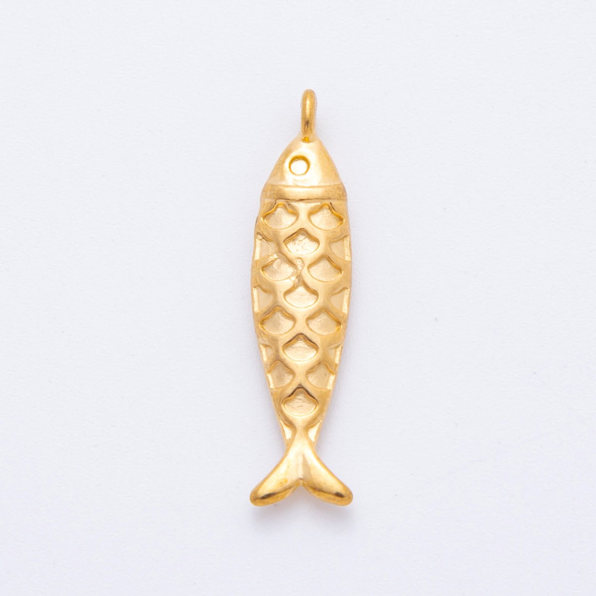 Stainless Steel Textured Fish Multidimensional 3D Pendant Charm | J587 - DLUXCA