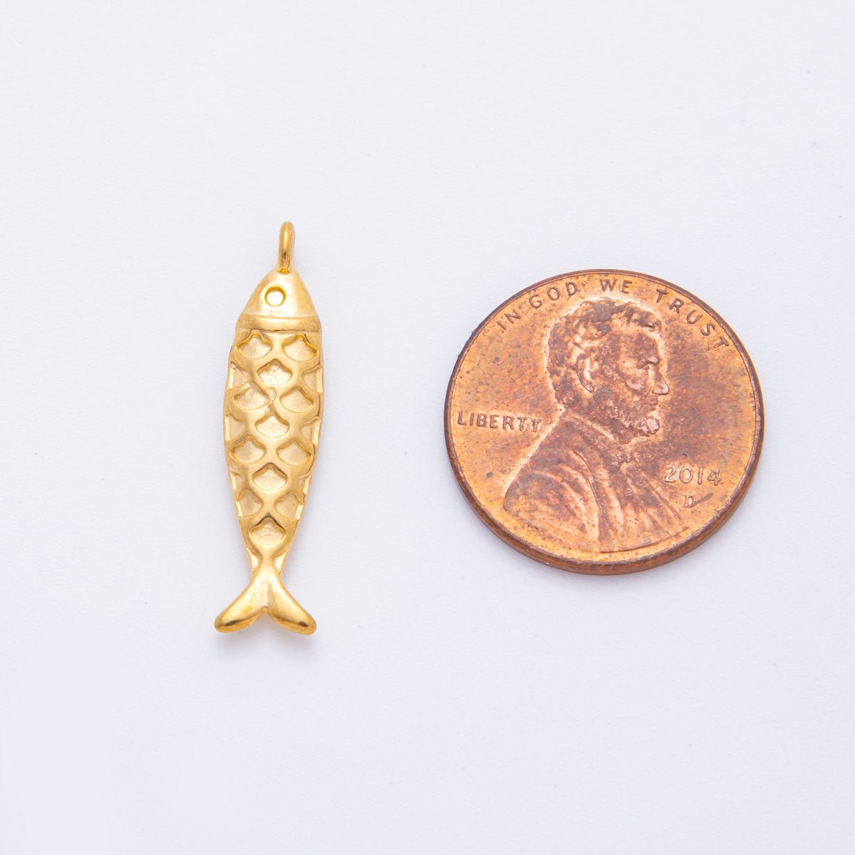 Stainless Steel Textured Fish Multidimensional 3D Pendant Charm | J587 - DLUXCA