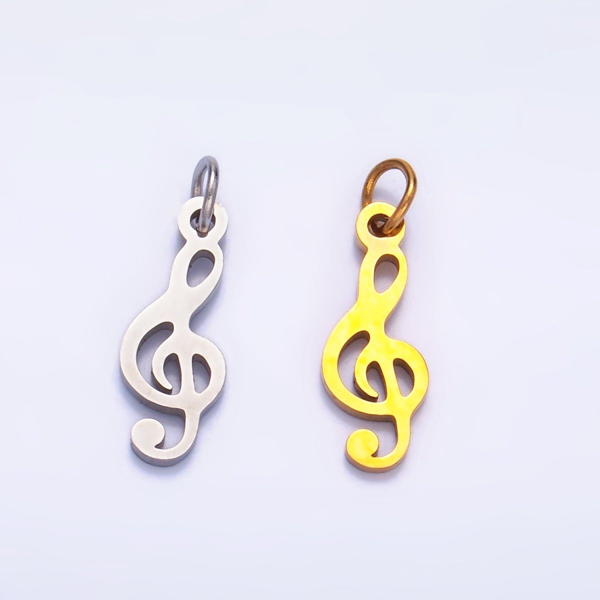 Stainless Steel Treble 'G' Clef 𝄞 Music Symbol Charm in Gold & Silver | P1272 - DLUXCA