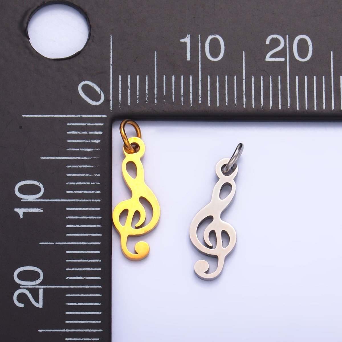 Stainless Steel Treble 'G' Clef 𝄞 Music Symbol Charm in Gold & Silver | P1272 - DLUXCA