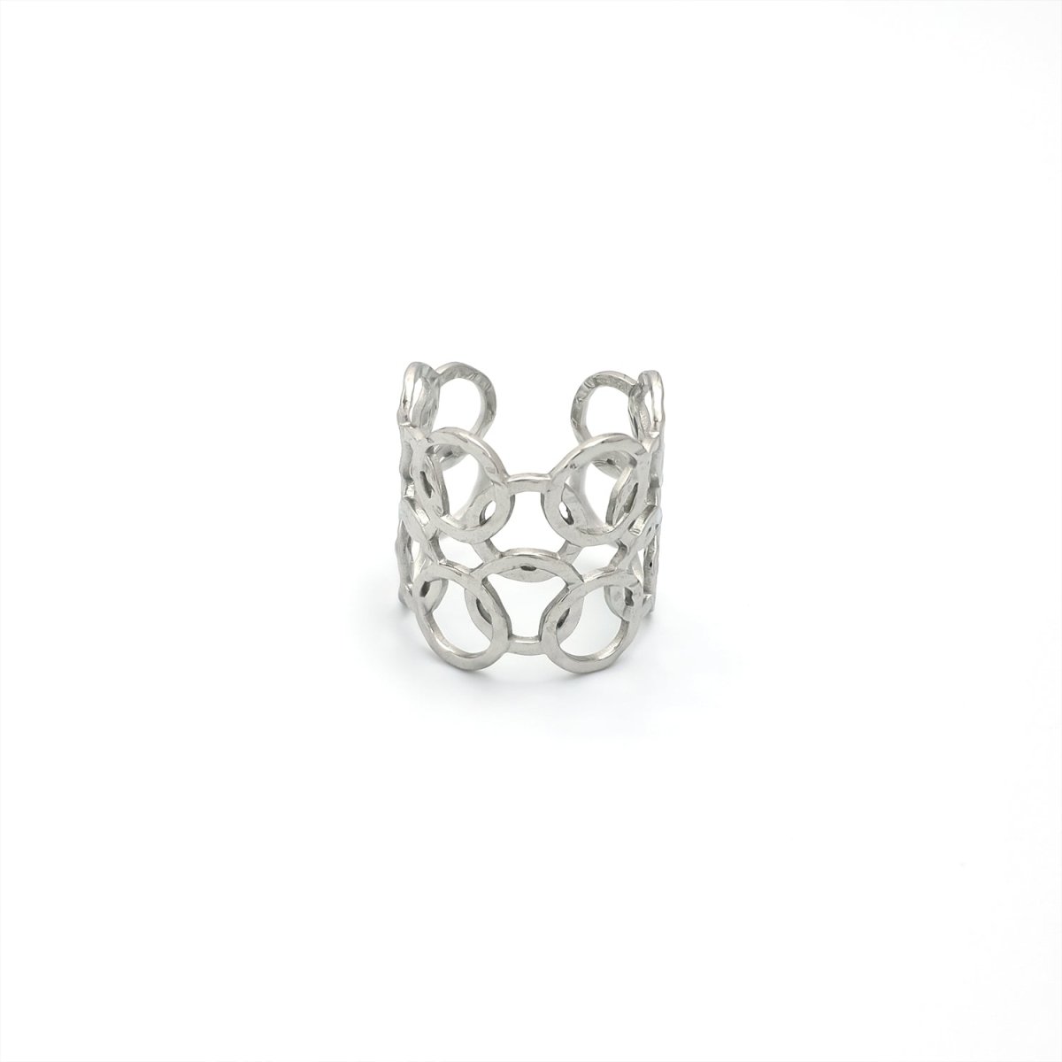 Stainless Steel Triple Hammered Round Band Ring in Gold & Silver | Rings - 00224 - DLUXCA