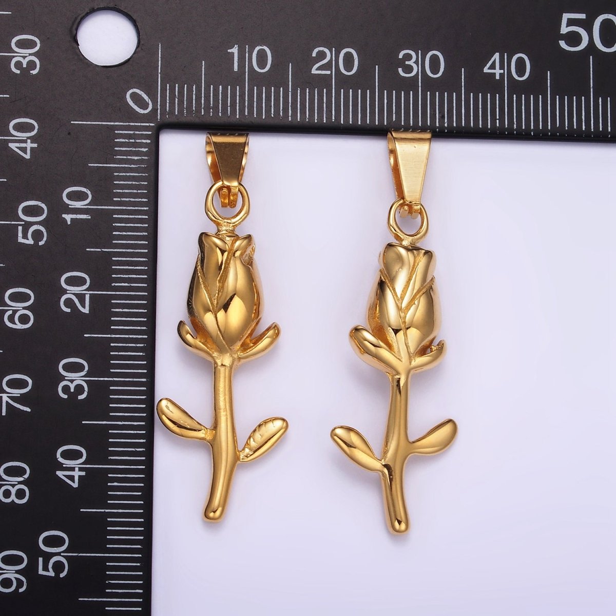 Stainless Steel Tulip Charms Flower Pendant in Gold | P1427 - DLUXCA