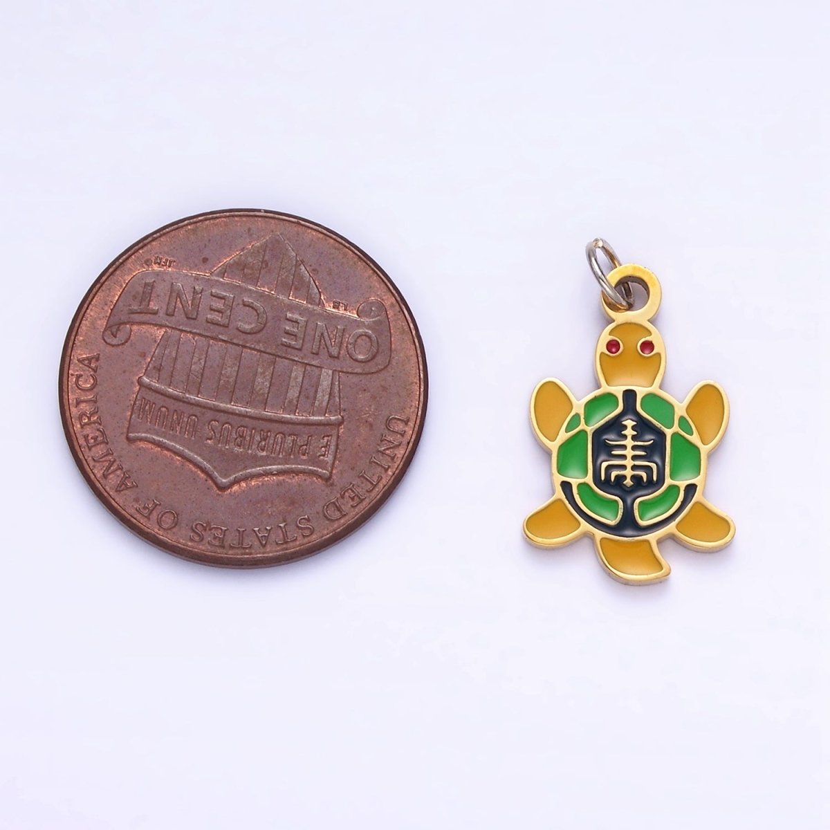 Stainless Steel Turtle Charm Enamel Under the Sea Animal Pendant | P994 - DLUXCA