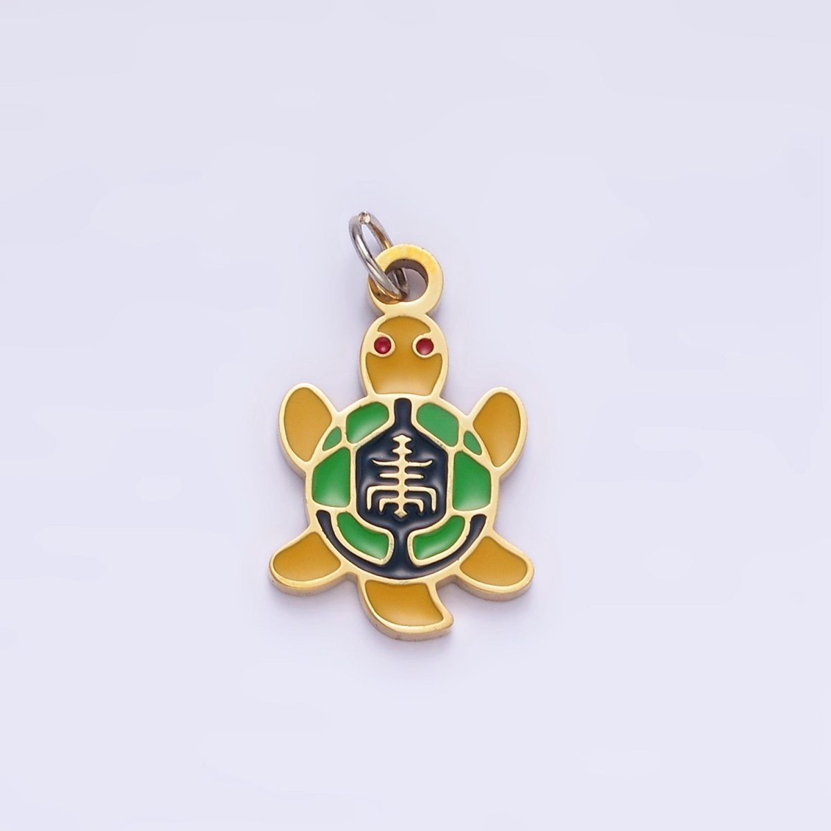 Stainless Steel Turtle Charm Enamel Under the Sea Animal Pendant | P994 - DLUXCA