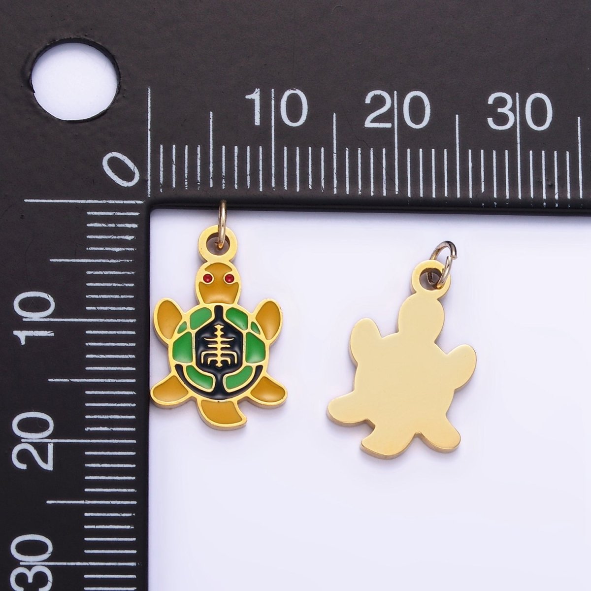 Stainless Steel Turtle Charm Enamel Under the Sea Animal Pendant | P994 - DLUXCA