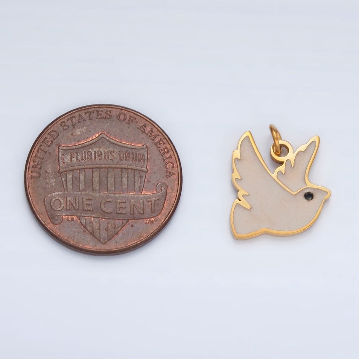 Stainless Steel White Enamel Dove Bird Mini Charm | P1043 - DLUXCA
