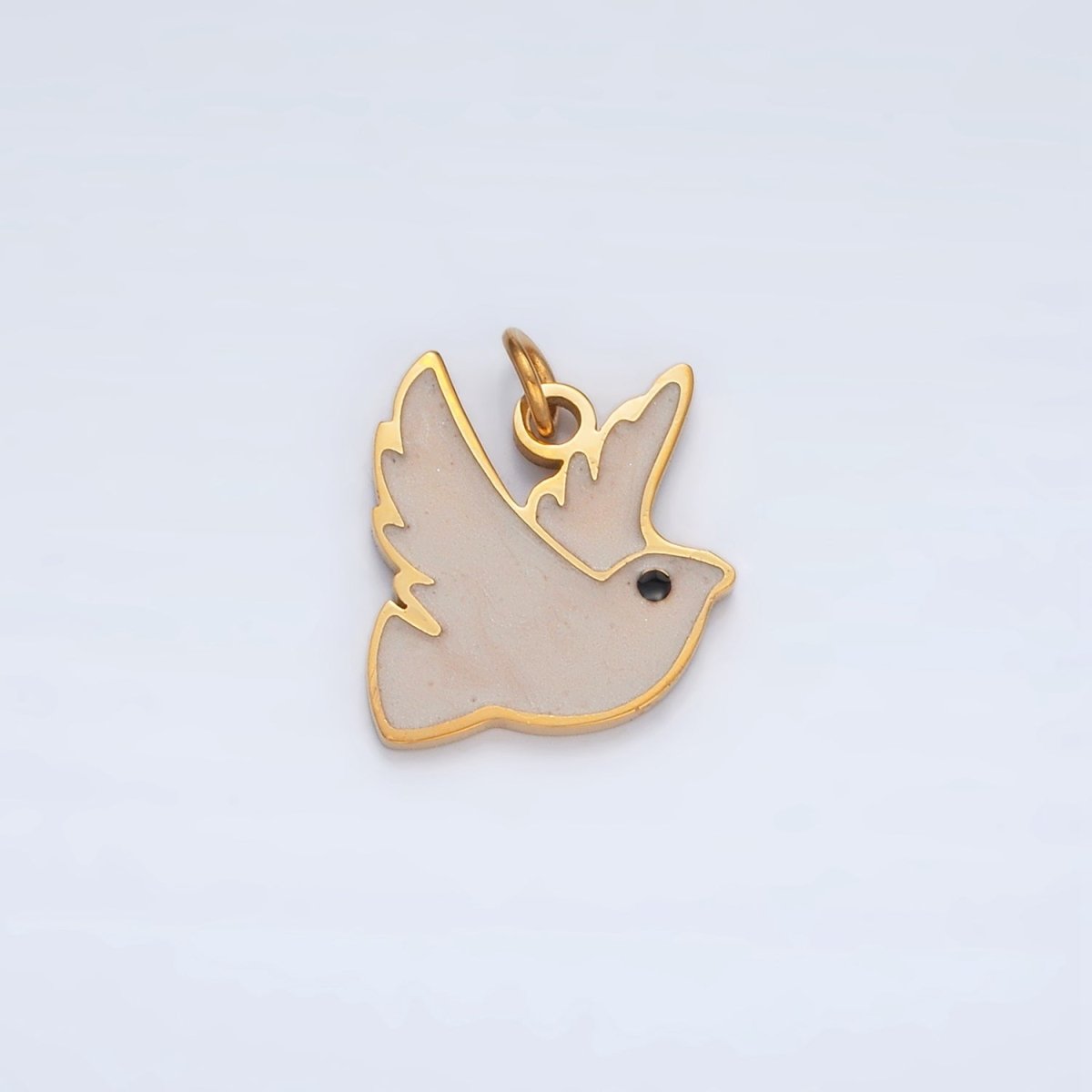 Stainless Steel White Enamel Dove Bird Mini Charm | P1043 - DLUXCA