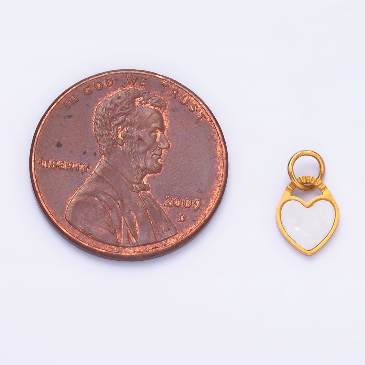 Stainless Steel White Enamel Heart Padlock Charm | P847 - DLUXCA