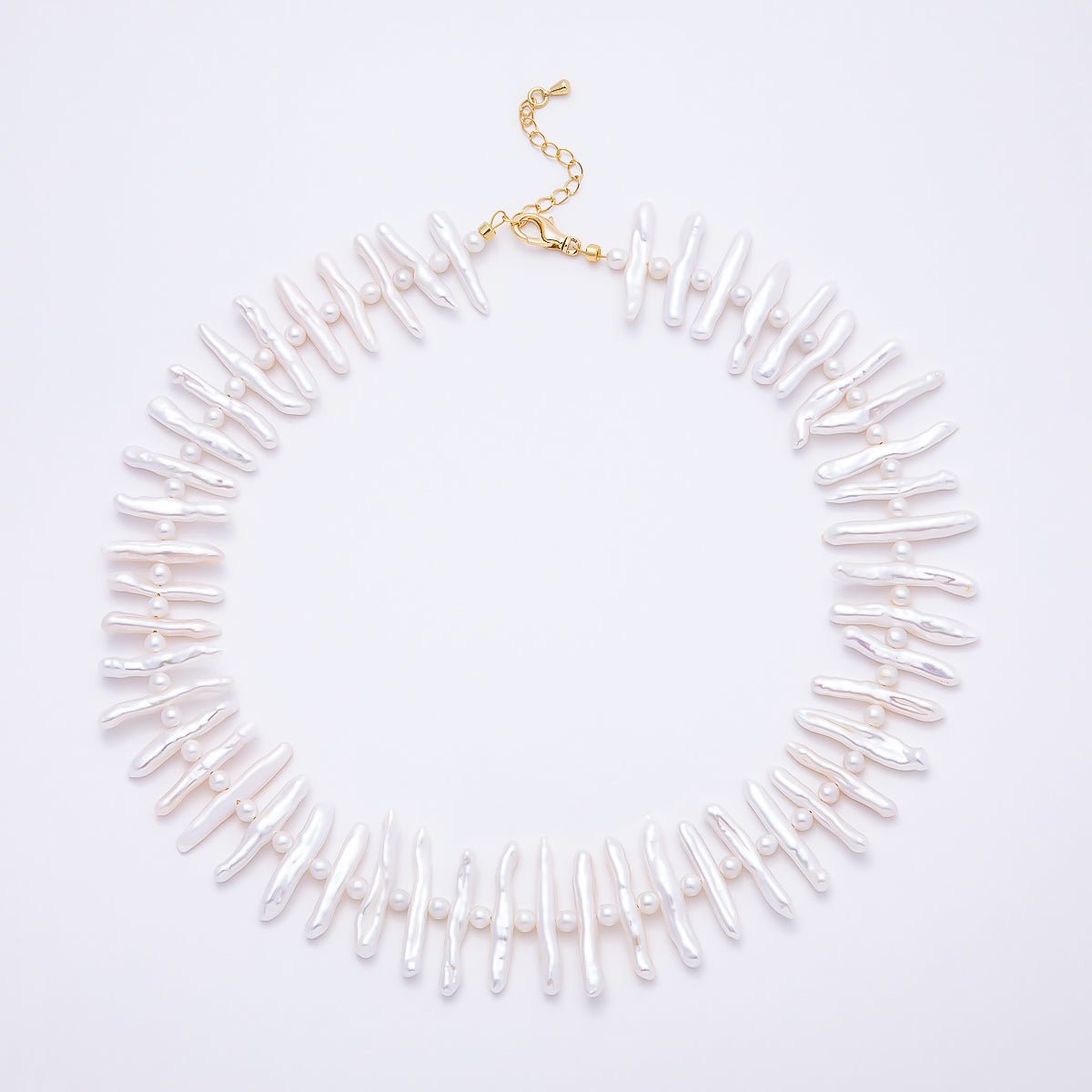 Stainless Steel White, Pink Biwa Freshwater Pearl 16.5 Inch Choker Necklace | WA - 04490 WA - 04491 - DLUXCA