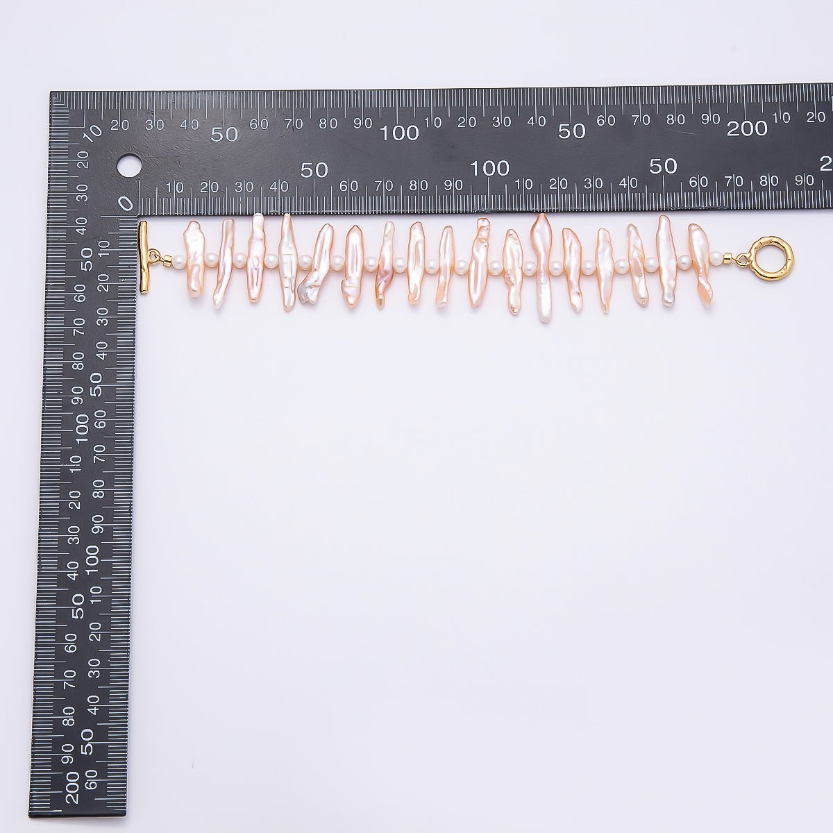 Stainless Steel White, Pink Biwa Freshwater Pearl 7 Inch Bracelet w. Toggle Closure | WA - 04494 WA - 04495 - DLUXCA