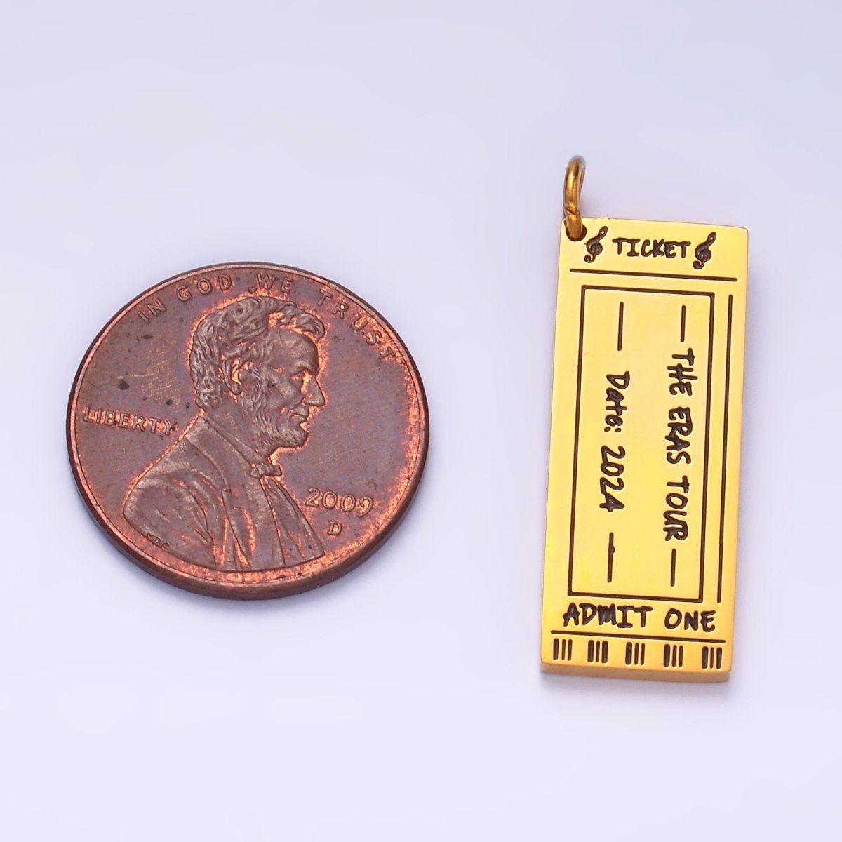 Stainless Steel Worldwide "ERAS" Script Engraved Concert Tour Ticket Admit Charm | P721 - DLUXCA