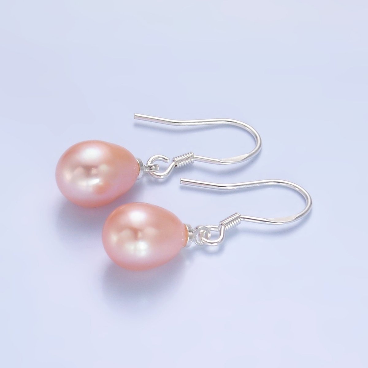 Sterling Silver Hook Earring w/ White, Pink, Purple Pearl Attachment | T003 - 005 - DLUXCA