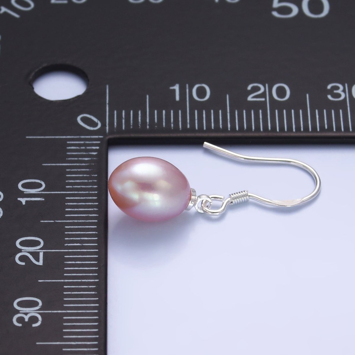 Sterling Silver Hook Earring w/ White, Pink, Purple Pearl Attachment | T003 - 005 - DLUXCA