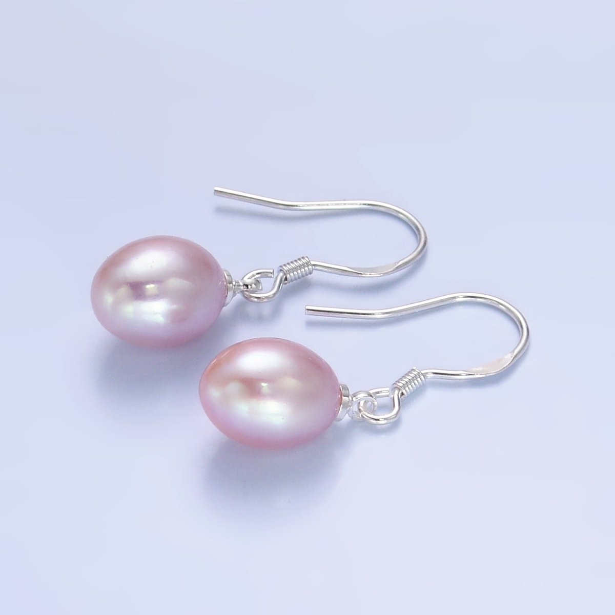 Sterling Silver Hook Earring w/ White, Pink, Purple Pearl Attachment | T003 - 005 - DLUXCA
