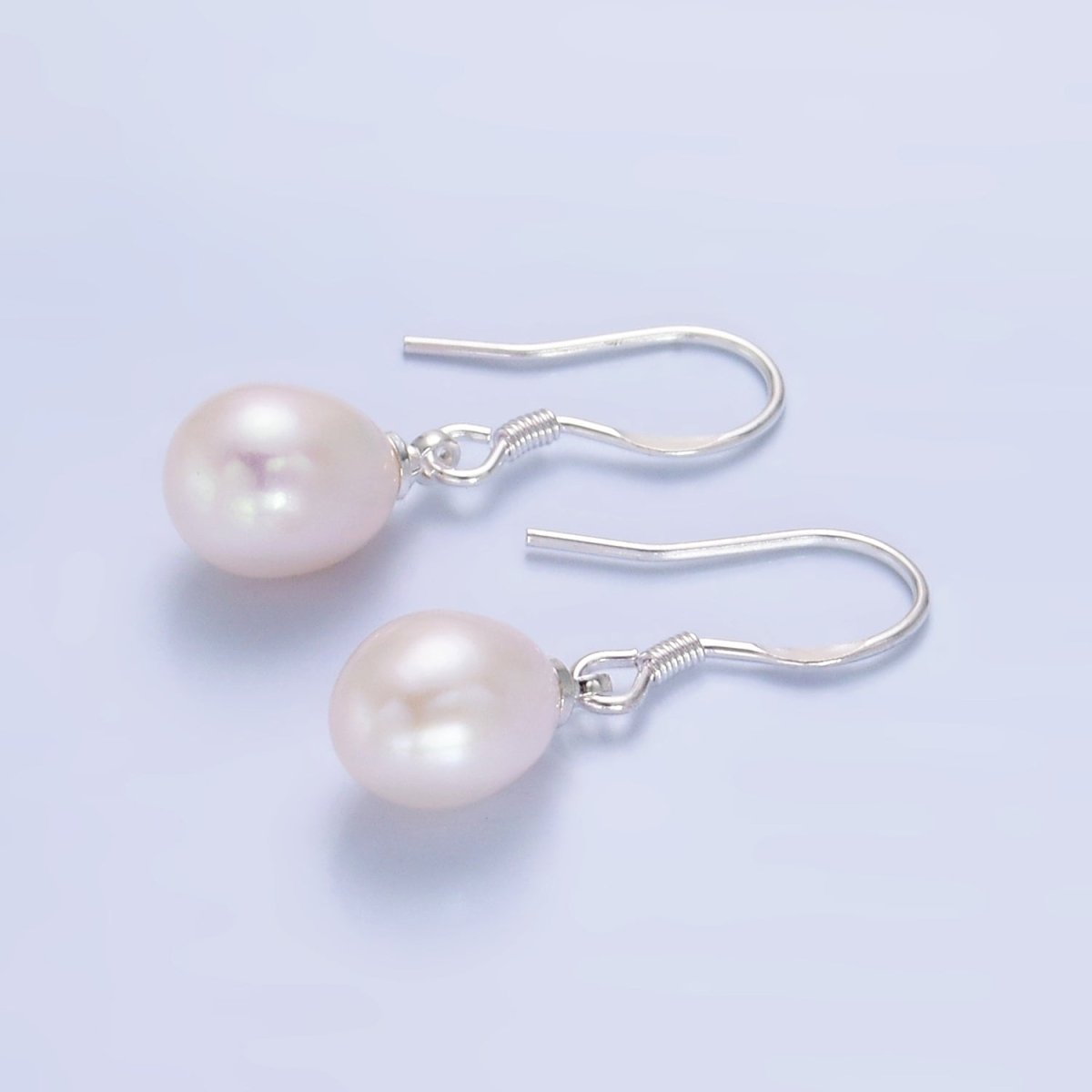Sterling Silver Hook Earring w/ White, Pink, Purple Pearl Attachment | T003 - 005 - DLUXCA